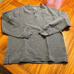 L.L. Bean Grey Henley Waffle Long-Sleeved Tee